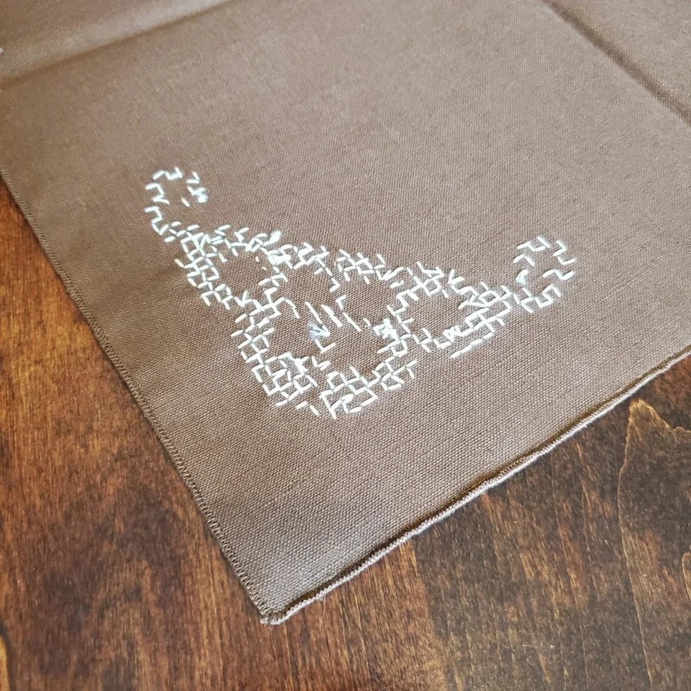 6 Vintage‎ Hand Sewn & Embroidered Linen Napkins